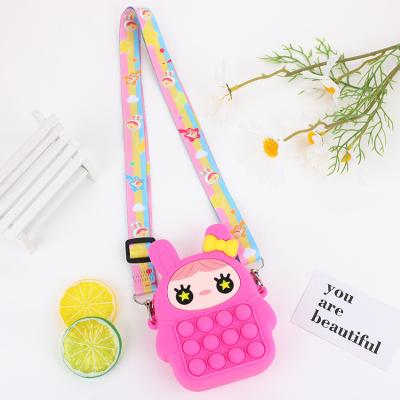 China Work 2022 Kids Wiggle Popit Cross - Body Shoulder Bag Handbags Push Cute Silicone Baby Pop She Coin Purses With Bunny Ears for sale