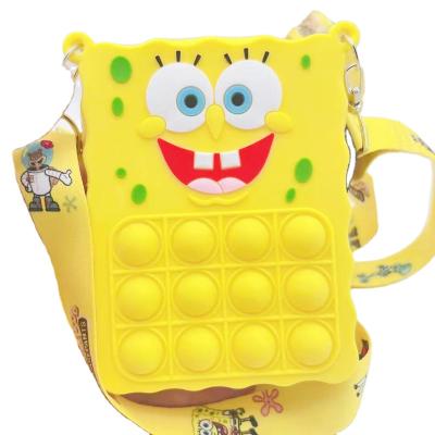 China Work Christmas Girls Stir Popit Cross - Body Shoulder Wallet Push Bag Silicone Handbags Spongebob Pop She Invent Purse for sale