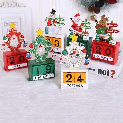 China 2021 Wooden Christmas Countdown Calendar Decorations Christmas Gift Box DIY Mini Decorating Items for sale