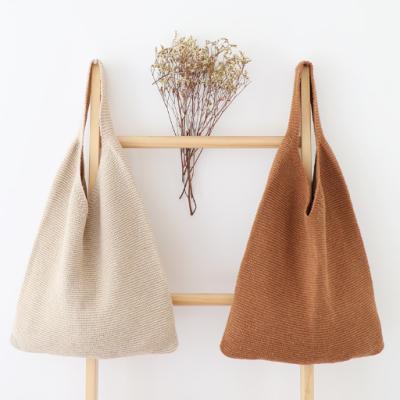 China Autumn and winter new hand-woven handbag high-grade fashion Korean woolen bag portable shopping shoulder knitted bag for sale