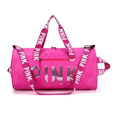 China Wholesale Custom Gym Logo Foldable Large Pink Sport Travel Waterproof Duffel Bag Waterpoof for sale