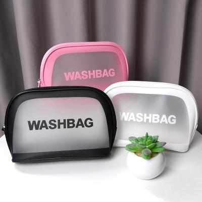 China Custom Large Logo Bulk Black Waterproof Travel Fashion Portable Makeup Clear PVC Cosmetic Bag for sale