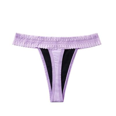 China Anti-Bacterial Sexy Lace Menstrual Physiological Period Side Leakage Prevention T-shaped Pants for Women for sale