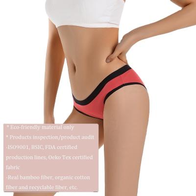 China Anti-Bacterial Sustainable organic cotton leak proof absorbent bikini underwear girls period panties for sale