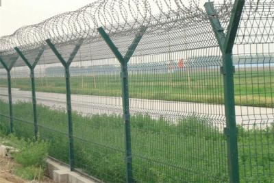 China High Security Concertina Razor Wire On The Top Of Airport Perimeter Security Fencing for sale