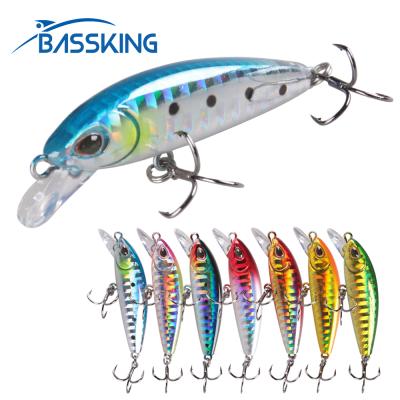 China ABS BASSKING Plastic Sinking Minnow Bait 48mm 6g 3D Eyes Fishing Lure 7 Colors Lure Plastic Minnow Lure Artificial Bait Fishing Wobbler for sale