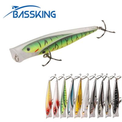 China Factory Wholesale ABS Plastic BASSKING Fishing Lure 100mm 13.5g Topwater Snap Lure Hard Artificial Wobbler Fishing Tackle VMC Plastic Hook for sale