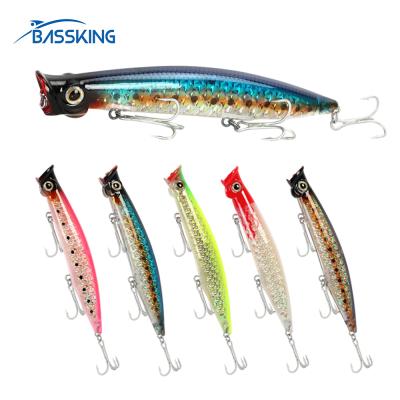 China ABS Plastic BASSKING Snap Fishing Lure 110mm 13.5g Floating Water Top Wobbler Popper Artificial Hard Carp Fishing Swimbait PESCA Peche for sale