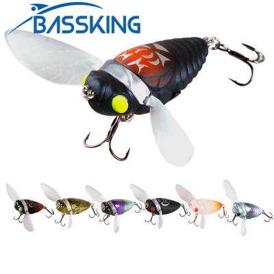 China Factory Wholesale Top Water Cicada Fishing Lures 40mm 6.1g VMC Hook Hard Lure Bionic Artificial Bait Float Bait HL118 for sale