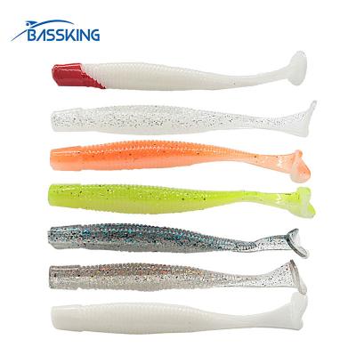 China 2020 New Silicone Lure T Tail Soft Seawater Silicone Artificial Fishing Worm 10pcs 7cm/2.6g 6cm/1.6g for sale