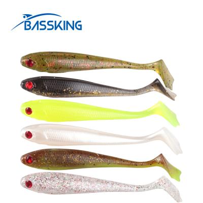 China Silicone BASSKING Soft Groundbaits 8Pcs 9cm Soft 6.1g Fishing Lure 3D T Tail Eyes Artificial Silicone Lure Wobblers for sale