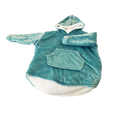 China Wholesale PORTABLE Manufacturing High Quality Bedroom Sherpa Flannel Kids Oversized Hoodie Blanket With Pocket For Window for sale