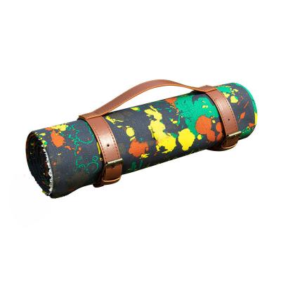 China 100% Cotton Portable Foldable Outdoor Camping Picnic Beach Nature Printing Roll Up Picnic Mat Blanket for sale