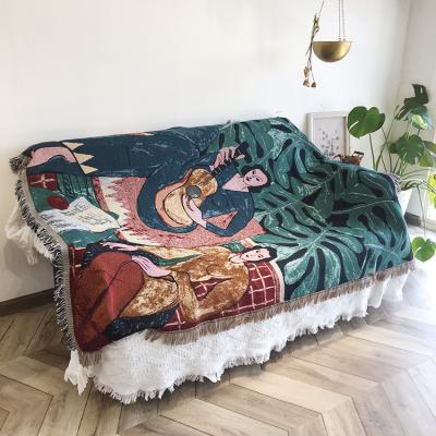 China High Quality Custom Cotton Woven Jacquard Sofa Blanket Throw Blanket Outdoor Multifunctional Blankets Anti-Static Wholesale for sale