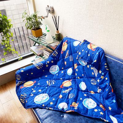 China New Design Anti-Static Polyester Custom Poly Glass Beads Printed Microfiber Weighed Blankets 5lbs 7lbs 9lbs For Kids for sale