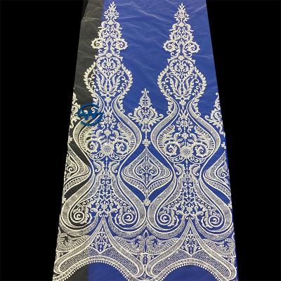 China Sustainable Gown Bridal Dress Wedding Lace Up Embroidery Luxury Fancy White Beaded Fabric for sale