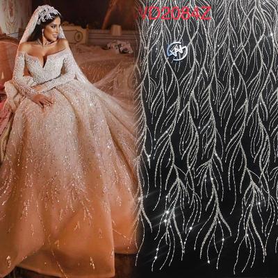 China Viable Bridal Fabric Luxury Embroidery Beads Sequins Wedding Dress Lace for sale