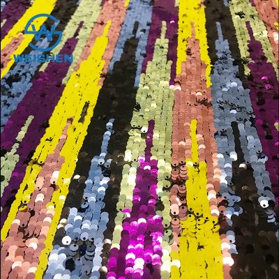 China Wholesale Custom Iridescent Rainbow Multi Color Memory Stretch Colorful Sequin Fabric for sale