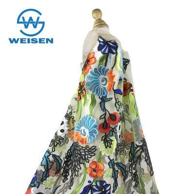 China 2019 Viable Embroidered Mesh Dress Flower French Tulle Embroidery Lace Fabric for sale