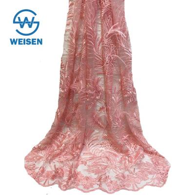 China 2019 Embroidery Lace Organza Flower Tulle Guipure Guipure Drill Dress Embroidered Net Fabric for sale