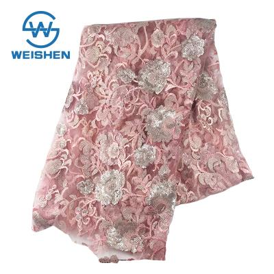 China Memory Embroidered Mesh Lace Design Textile Flower Sequin Embroidery Fabric New 2019 for sale