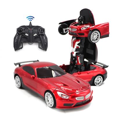 China 2021 New Design 2.4G Remote Control 1:12 Induction Deformation Robot Electric Remote Control Car For Boys And Girls for sale