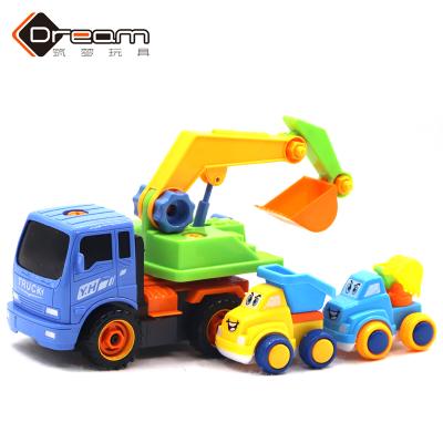 China Dismantling Engineering Car Toy DIY Kids Excavator Dismantling Engineering Truck Toy with 2 Small Inertial Construction Vehicles for sale