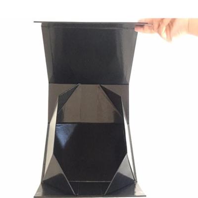 China Aseptic Factory Mass Production Black Magnetic Closed Folding Gift Box Packaging Box With Printable Logo for sale