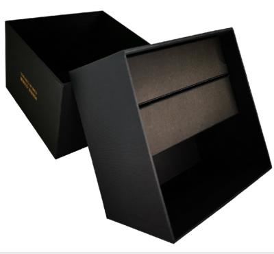 China Aseptic Black Cardboard Top And Bottom Lid Gift Box Paper Packaging Box for sale