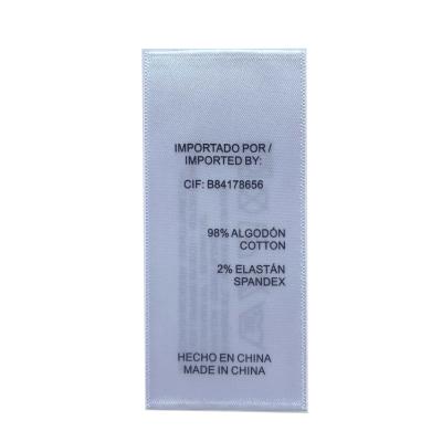 China High Quality Eco-friendly Polyester Satin Silk Garment Eco-friendly Satin Customized Wash Care Label for sale