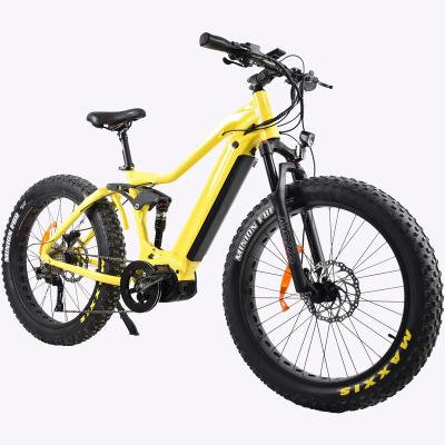 China Aluminum Alloy Full Suspension Mountain Electric Bicycle Lithium Battery E Bike Fat Tire Electric Bike 1000W Ebike for sale