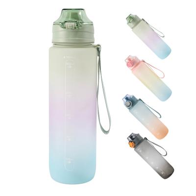 China Viable Hot Sale Sling Fitness Gallon Sports Outdoor Popular Gradient Color Plastic Water Bottle for sale