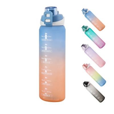 China Viable Motivational Water Bottle 32oz With Time Marker For Fitness Gym Outdoor Sports Water Bottle for sale