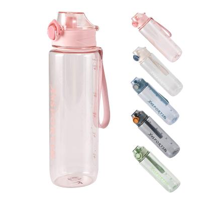 China Sustainable Most Popular Products 800ml Sports Water Bottle Plastic Drink Bottle With Band for sale