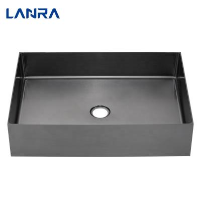 China New Square Above Sink Bathroom Modern Black Wash Basins Handmade With Faucet for sale