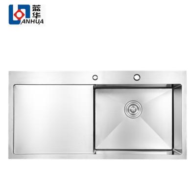 China Foshan Build-in Faucet Deep Brushed Kitchen Sink Drainer 304 Stainless Steel For Laundry for sale