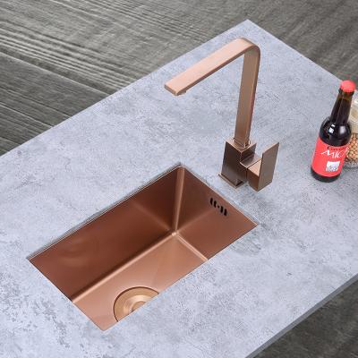 China Without Faucet Small Size 304 Stainless Steel Single Nano Rose Gold Kitchen Sink for sale