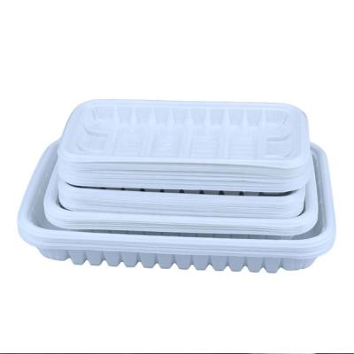 China 100% Food Grade RPP/PP Food Grade Blister Materials Custom Disposable White Meat Freezer Packaging Plastic Trays for sale