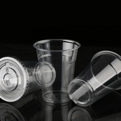 China Custom Eco Friendly Juice Cold Drink Eco Friendly Take Away Clear PET Disposable Plastic Cups With Lid for sale