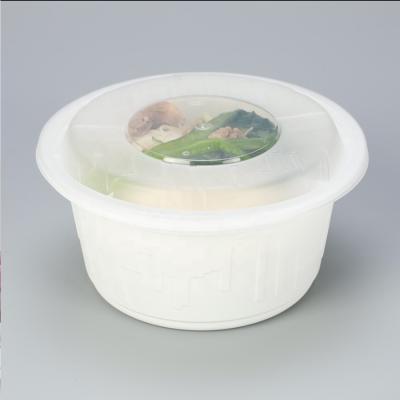 China Disposable Plastic Round Viable / White Microwavable Food Container PP/RPP Takeaway Lunch Box for sale