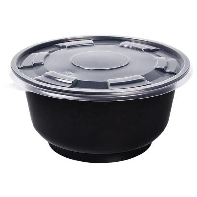 China Viable black disposable plastic food container pp round microwave safe lunch box take away for sale