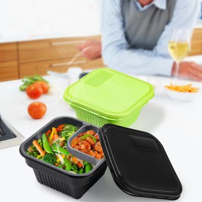 China Wholesale Eco Viable Square Container With Lid Clamshell Bento Disposable Plastic Lunch Box Heatable 1000ml Fast Food Packaging for sale