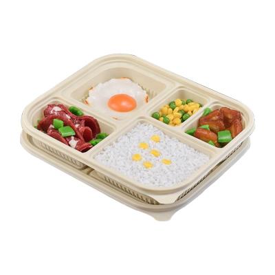 China Food Disposable Microwavable Take Out Lunch Cornstarch 5 Compartment Plastic Food Container Box for sale