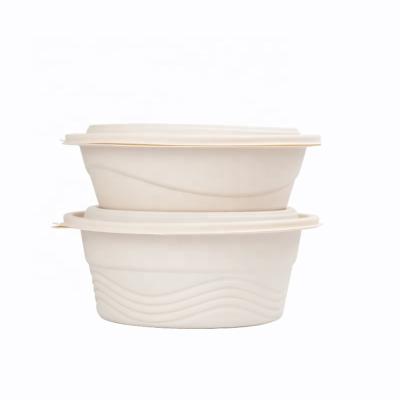 China Food Biodegradable Microwavable Food Containers Box Disposable Round Cornstarch Bento Lunch Bowl for sale