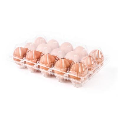 China Eco-friendly Wholesale Stackable Recycled Plastic 15 Hole Egg Packing Carton Clamshell Blister Egg Tray for sale