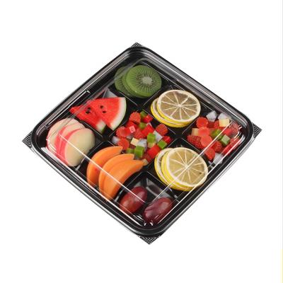 China food safe material & Custom Crystal Clear Factory Plastic Disposable Fruit Tray 750g Dry Fruit Tray RPET/PET Takeout Box for sale