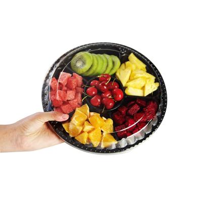 China Eco-friendly disposable plastic blister food container fruit salad packing clamshell box fruit tray with lid for sale