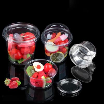 China Disposable Plastic Takeout Food Containers RPET/PET Containers Salad Blister Clear Fruit Salad Packaging for sale