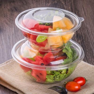 China Eco-friendly Disposable Container Pet Transparent Fruit Packaging Box Blister Plastic Salad Bowl With Lid for sale