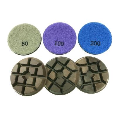 China High Output Diameter 3 Inch Hybrid Link Diamond Polishing Pads For Wet Or Dry Polishing Terrazzo Stone Concrete Floor for sale